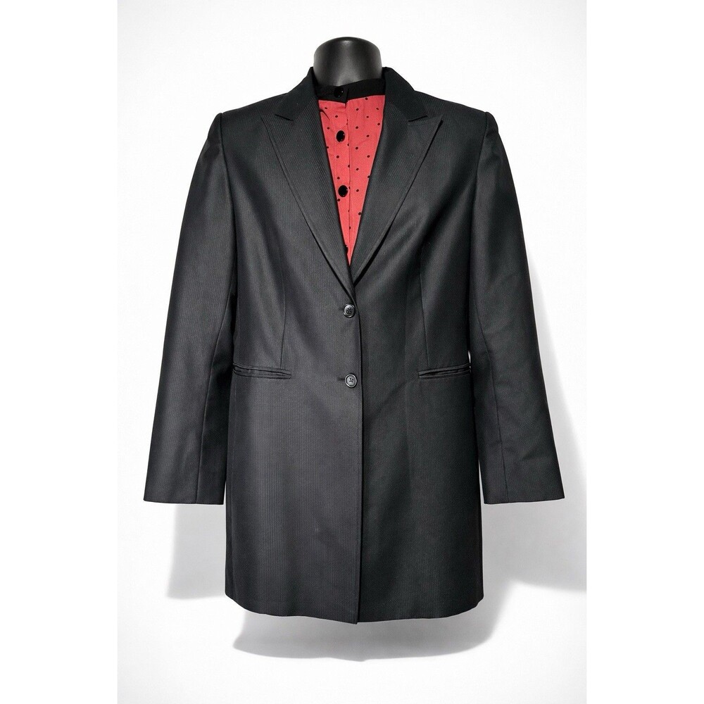 Black Tailored Long Blazer Coat Womens 31” Length Minimalist Classic
